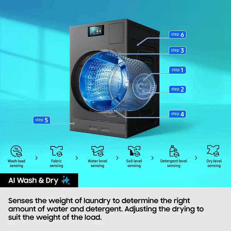 Samsung Series 9 Large Capacity WD18DB8995BZT1 18kg / 11kg Washer Dryer, A Rated in Dark Steel — image 7
