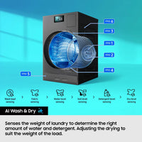 Samsung Series 9 Large Capacity WD18DB8995BZT1 18kg / 11kg Washer Dryer, A Rated in Dark Steel thumbnail 7