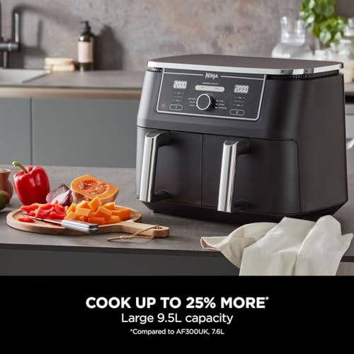 Ninja Foodi MAX Dual Zone Digital Air Fryer, 2 Drawers, 9.5L, 6-in-1, Uses No Oil, Max Crisp, Roast, Bake, Reheat, Dehydrate, Cook 8 Portions, Non-Stick Dishwasher Safe Baskets, Black AF400UK — image 9