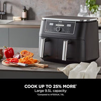 Ninja Foodi MAX Dual Zone Digital Air Fryer, 2 Drawers, 9.5L, 6-in-1, Uses No Oil, Max Crisp, Roast, Bake, Reheat, Dehydrate, Cook 8 Portions, Non-Stick Dishwasher Safe Baskets, Black AF400UK thumbnail 9