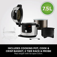 Ninja Foodi MAX 15-in-1 SmartLid Multi-Cooker 7.5L [OL750UK] Smart Cook System, Digital Cooking Probe, Electric Pressure Cooker, Air Fryer thumbnail 11