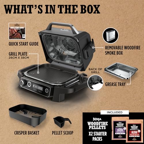 Ninja Woodfire Electric BBQ Grill & Smoker, 7-in-1 Outdoor Grill & Air Fryer, Roast, Bake, Dehydrate, Uses Woodfire Pellets, Weather Resistant, Non-Stick, Portable, Electric, Grey/Black, OG701UK — image 16