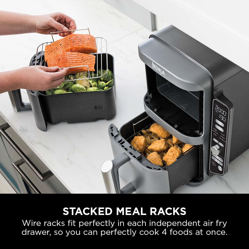 Ninja Double Stack XL Air Fryer, Vertical Dual Drawer AirFryer with 4 cooking levels, 2 Drawers and 2 Racks, Space Saving Design, 9.5L Capacity, 6 Cooking Functions, 8 Portions, Grey SL400UK — image 5