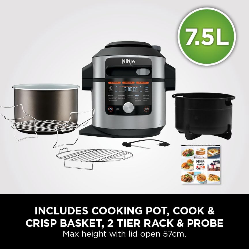 Ninja Foodi MAX 15-in-1 SmartLid Multi-Cooker 7.5L [OL750UK] Smart Cook System, Digital Cooking Probe, Electric Pressure Cooker, Air Fryer — image 12