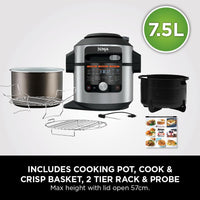 Ninja Foodi MAX 15-in-1 SmartLid Multi-Cooker 7.5L [OL750UK] Smart Cook System, Digital Cooking Probe, Electric Pressure Cooker, Air Fryer thumbnail 12