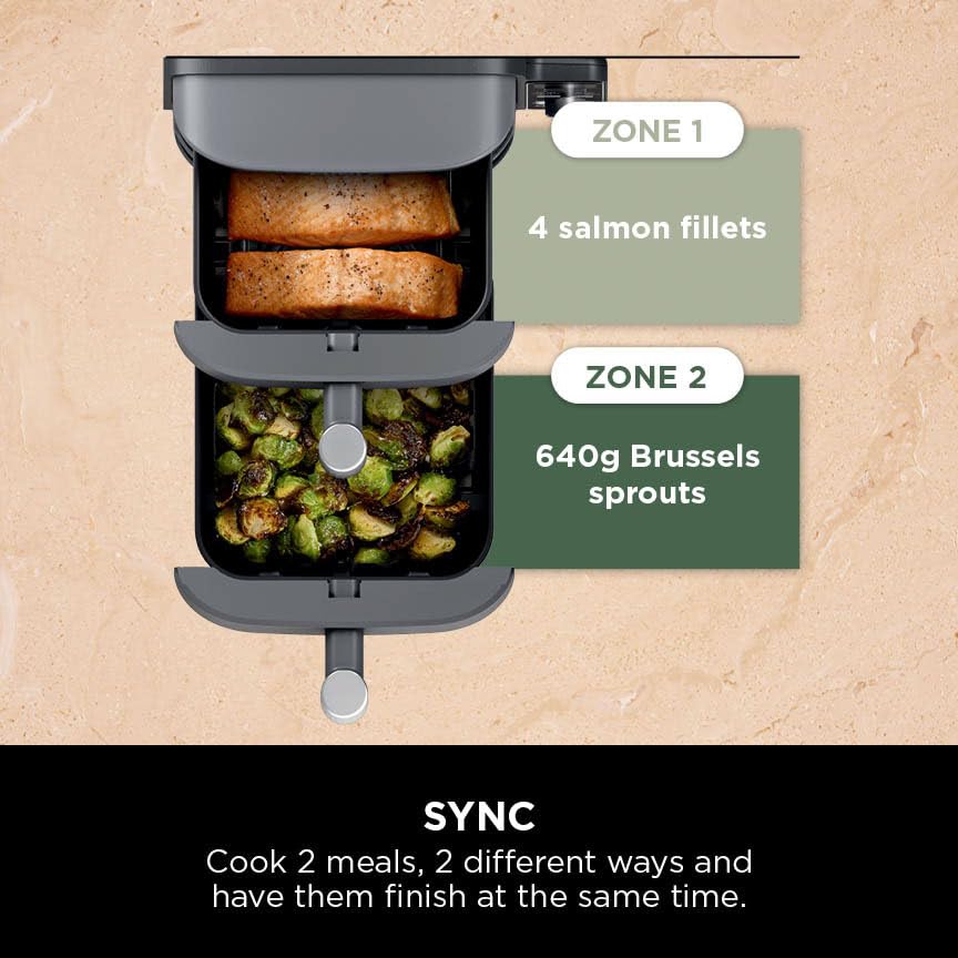 Ninja Double Stack XL Air Fryer, Vertical Dual Drawer AirFryer with 4 cooking levels, 2 Drawers and 2 Racks, Space Saving Design, 9.5L Capacity, 6 Cooking Functions, 8 Portions, Grey SL400UK — image 4