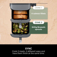Ninja Double Stack XL Air Fryer, Vertical Dual Drawer AirFryer with 4 cooking levels, 2 Drawers and 2 Racks, Space Saving Design, 9.5L Capacity, 6 Cooking Functions, 8 Portions, Grey SL400UK thumbnail 4