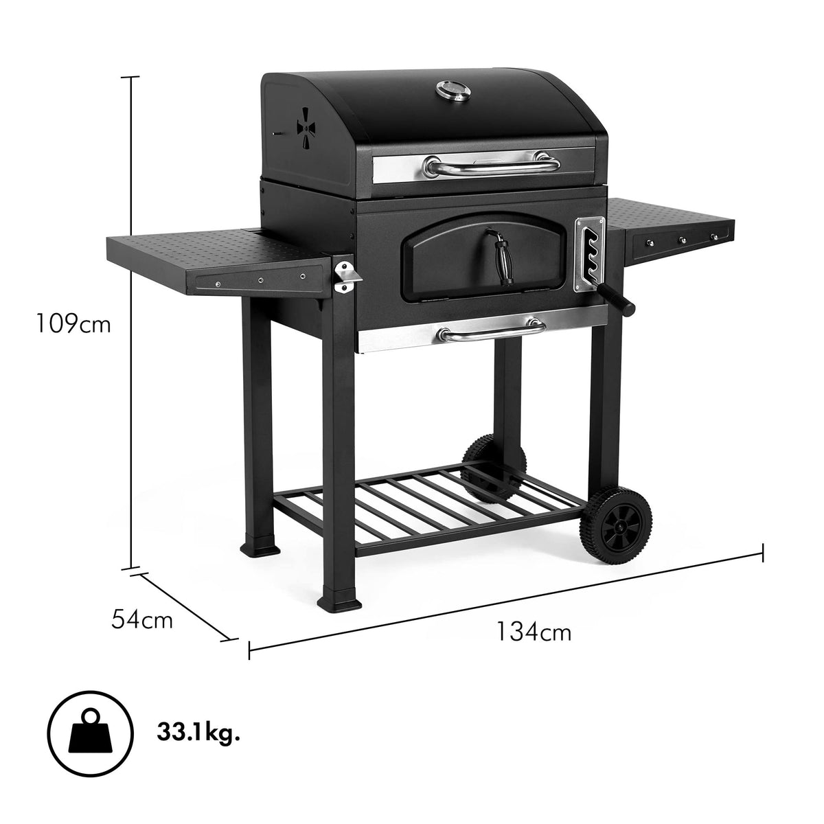 VonHaus BBQ, Charcoal Barbecue, Portable BBQ Use Anywhere In Your Garden, For Grilling Meat, Fish & Vegetables, With Side Tables & Temperature Gauge For The Perfect Barbecue Every Time — image 2