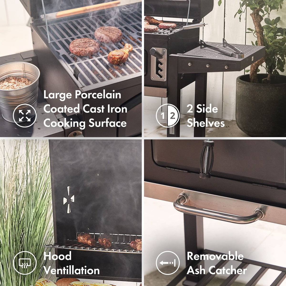 VonHaus BBQ, Charcoal Barbecue, Portable BBQ Use Anywhere In Your Garden, For Grilling Meat, Fish & Vegetables, With Side Tables & Temperature Gauge For The Perfect Barbecue Every Time — image 8
