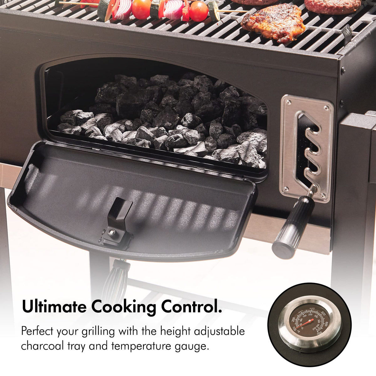 VonHaus BBQ, Charcoal Barbecue, Portable BBQ Use Anywhere In Your Garden, For Grilling Meat, Fish & Vegetables, With Side Tables & Temperature Gauge For The Perfect Barbecue Every Time — image 6