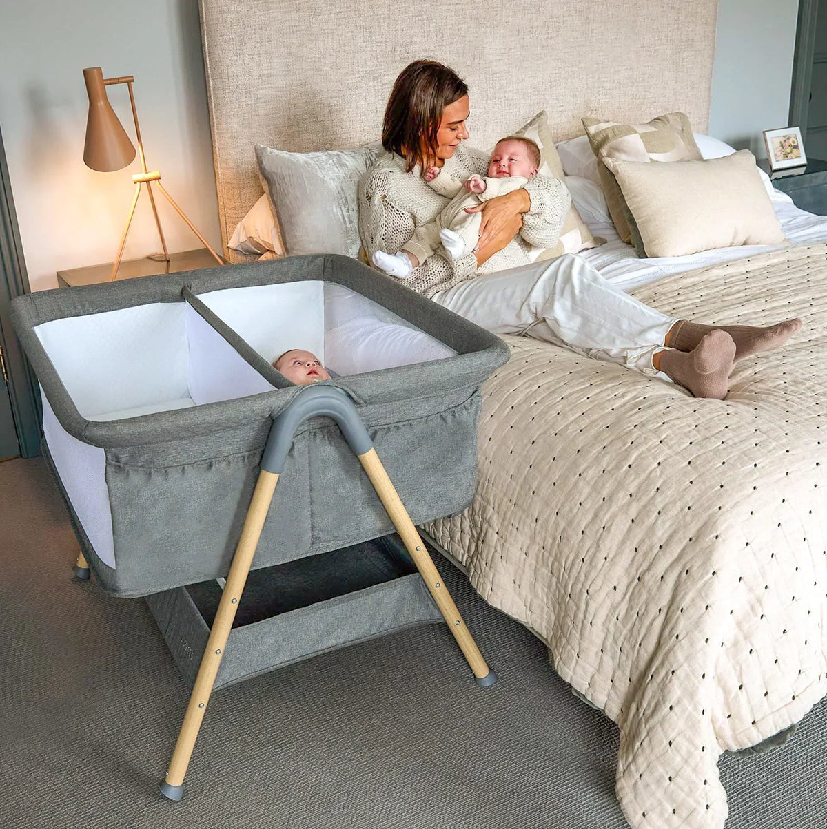 Puggle Dreamy Twin Bedside Crib - Safe Co-Sleeping For Twin Newborns Keeps Both Babies Close By Your Side — image 7