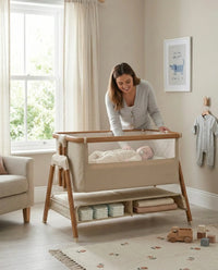 Sona Next To Me Crib Beige - Safe And Comforting Bedside Co Sleeping Crib For Newborns thumbnail 1