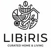 A minimalist black line-art logo for LIBiRIS with the text 'LIBiRIS' and 'CURATED HOME & LIVING' on a plain white background.