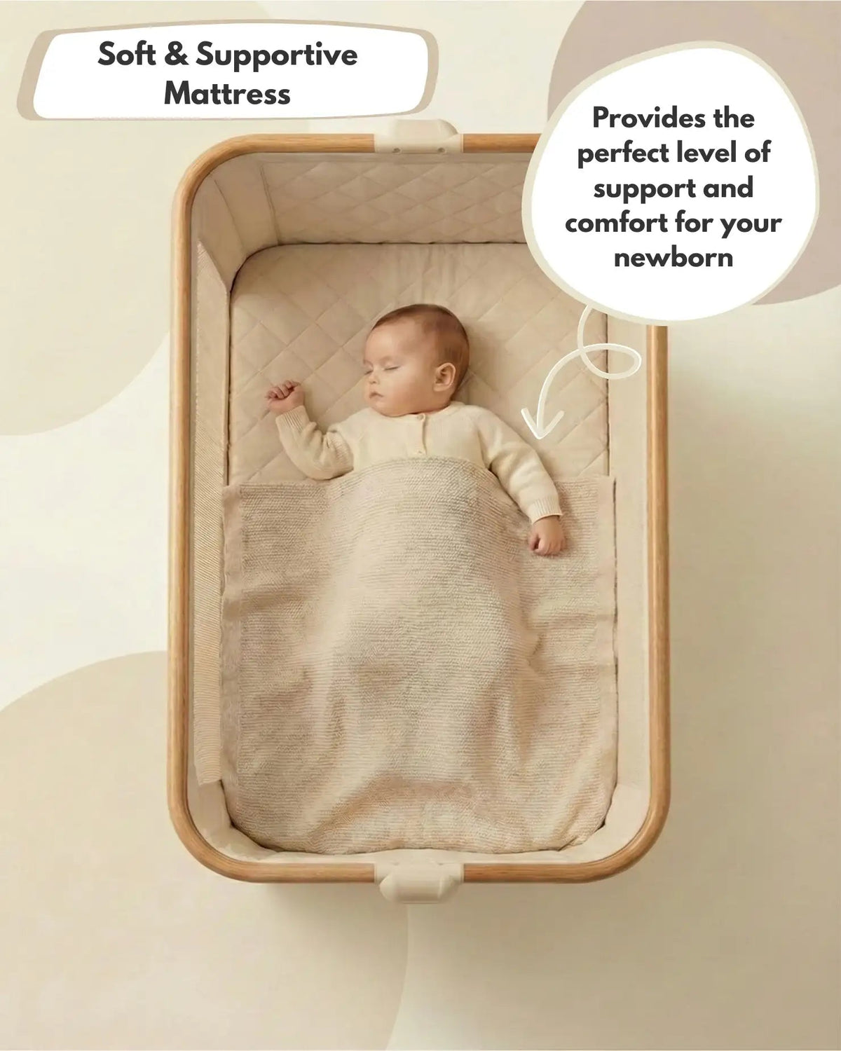 Sona Next To Me Crib Beige - Safe And Comforting Bedside Co Sleeping Crib For Newborns — image 2