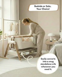 Sona Next To Me Crib Beige - Safe And Comforting Bedside Co Sleeping Crib For Newborns thumbnail 3