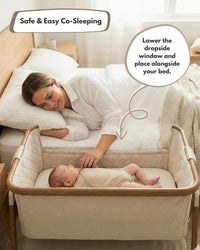 Sona Next To Me Crib Beige - Safe And Comforting Bedside Co Sleeping Crib For Newborns thumbnail 4