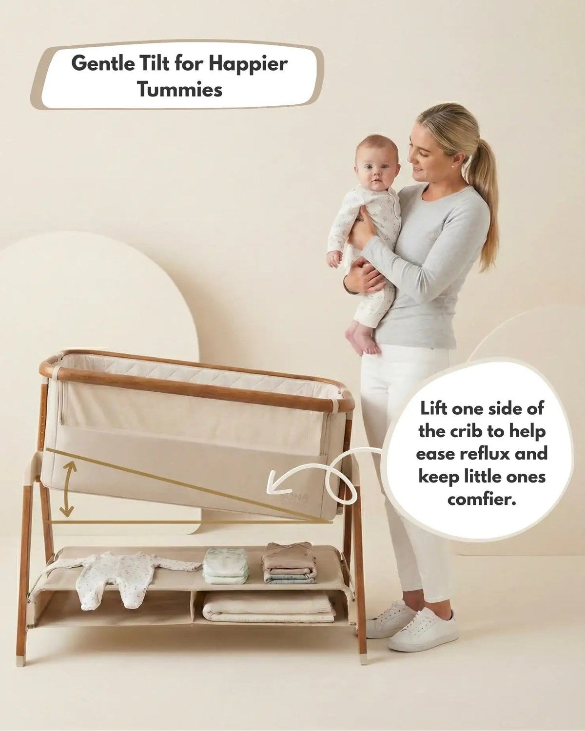 Sona Next To Me Crib Beige - Safe And Comforting Bedside Co Sleeping Crib For Newborns — image 6
