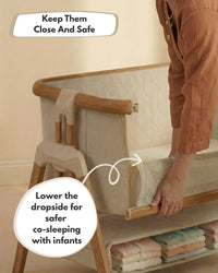 Sona Next To Me Crib Beige - Safe And Comforting Bedside Co Sleeping Crib For Newborns thumbnail 7