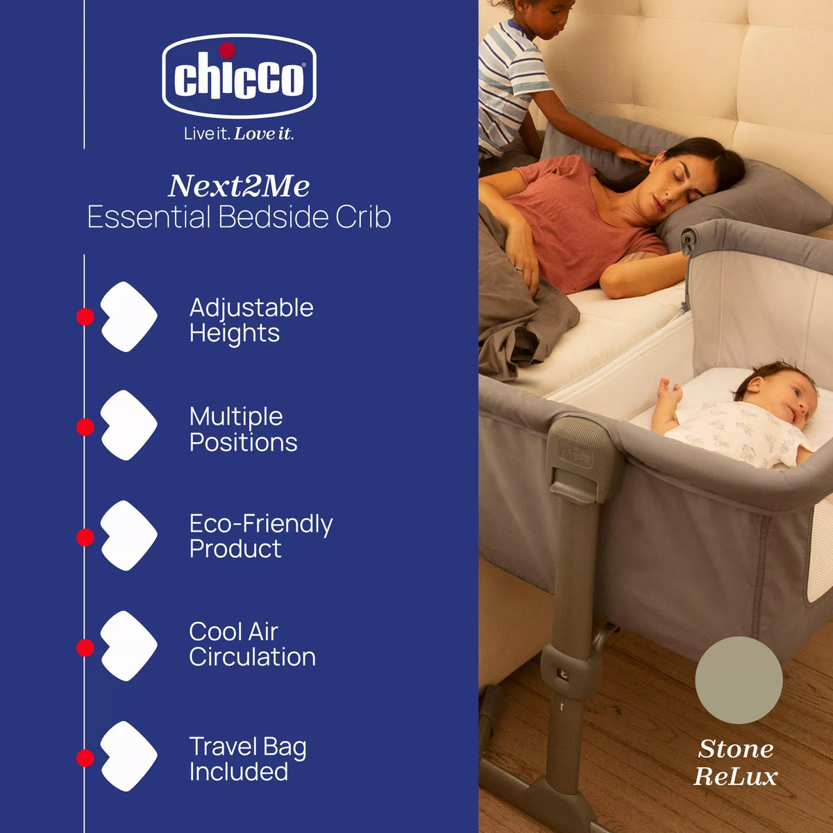 Chicco Next2Me Essential Bedside Crib In Dune - Sustainable Choice With Recycled Polyester Fabric — image 2