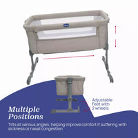 Chicco Next2Me Essential Bedside Crib In Dune - Sustainable Choice With Recycled Polyester Fabric thumbnail 3