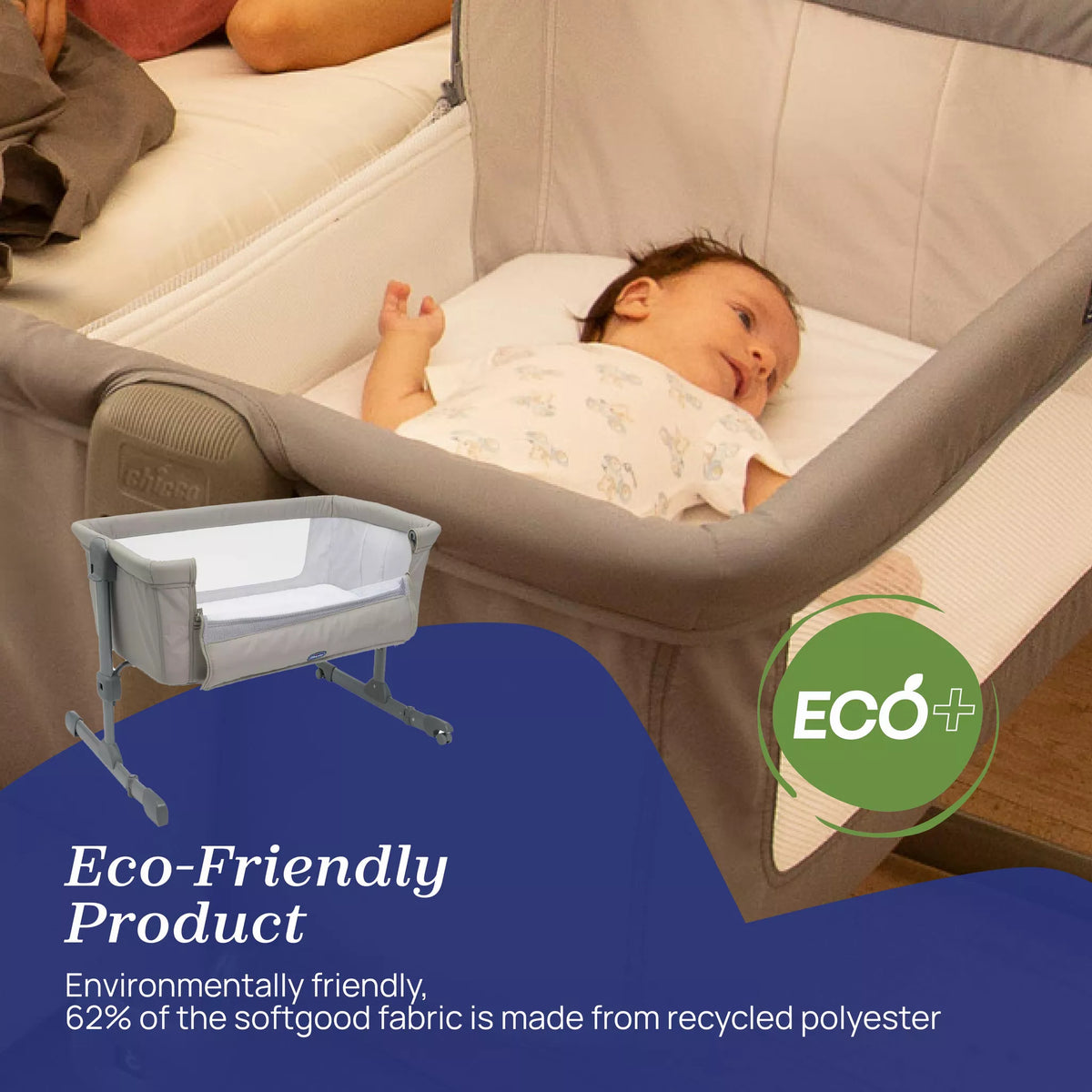 Chicco Next2Me Essential Bedside Crib In Dune - Sustainable Choice With Recycled Polyester Fabric — image 4