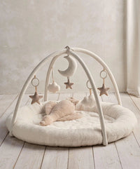 Mamas and Papas Playmat and Gym Welcome to the World Duckling - Quilted Faux Fur Base with Hanging Musical Toy thumbnail 2